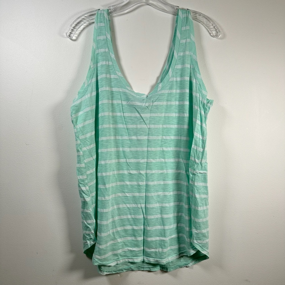 Fresh Produce Sanibel Classic Stripe Tank Top Mint Green White Cotton Large NWT - Picture 2 of 6